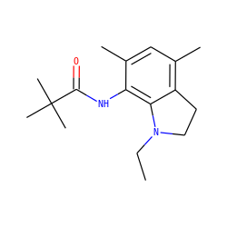 CCN1CCc2c(C)cc(C)c(NC(=O)C(C)(C)C)c21 ZINC000039047423
