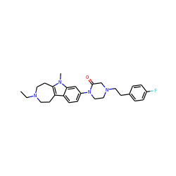 CCN1CCc2c(n(C)c3cc(N4CCN(CCc5ccc(F)cc5)CC4=O)ccc23)CC1 ZINC000115009503