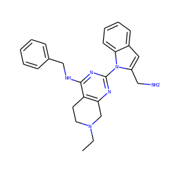 CCN1CCc2c(nc(-n3c(CN)cc4ccccc43)nc2NCc2ccccc2)C1 ZINC000219007991