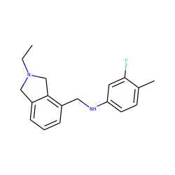 CCN1Cc2cccc(CNc3ccc(C)c(F)c3)c2C1 ZINC000006809082
