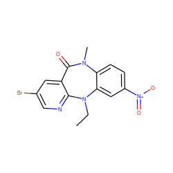 CCN1c2cc([N+](=O)[O-])ccc2N(C)C(=O)c2cc(Br)cnc21 ZINC000005842592