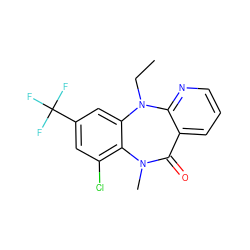 CCN1c2cc(C(F)(F)F)cc(Cl)c2N(C)C(=O)c2cccnc21 ZINC000005842487