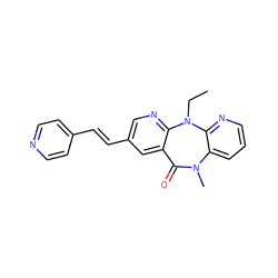 CCN1c2ncc(/C=C/c3ccncc3)cc2C(=O)N(C)c2cccnc21 ZINC000005842196