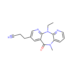 CCN1c2ncc(CCC#N)cc2C(=O)N(C)c2cccnc21 ZINC000005842214