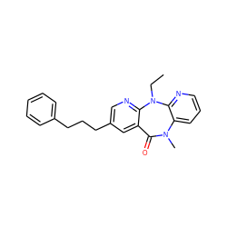 CCN1c2ncc(CCCc3ccccc3)cc2C(=O)N(C)c2cccnc21 ZINC000005842235