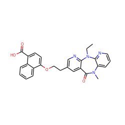 CCN1c2ncc(CCOc3ccc(C(=O)O)c4ccccc34)cc2C(=O)N(C)c2cccnc21 ZINC000013671786