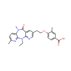 CCN1c2ncc(CCOc3ccc(C(=O)O)cc3C)cc2C(=O)N(C)c2ccc(C)nc21 ZINC000013671807