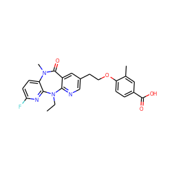 CCN1c2ncc(CCOc3ccc(C(=O)O)cc3C)cc2C(=O)N(C)c2ccc(F)nc21 ZINC000013671802