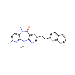 CCN1c2ncc(CCc3ccc4ccccc4c3)cc2C(=O)N(C)c2ccc(F)nc21 ZINC000013780553