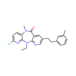 CCN1c2ncc(CCc3cccc(C)c3)cc2C(=O)N(C)c2ccc(Cl)nc21 ZINC000006385126