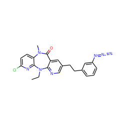 CCN1c2ncc(CCc3cccc(N=[N+]=[N-])c3)cc2C(=O)N(C)c2ccc(Cl)nc21 ZINC000013780557