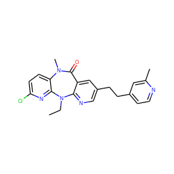 CCN1c2ncc(CCc3ccnc(C)c3)cc2C(=O)N(C)c2ccc(Cl)nc21 ZINC000005841364