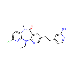 CCN1c2ncc(CCc3ccnc(N)c3)cc2C(=O)N(C)c2ccc(Cl)nc21 ZINC000006385130