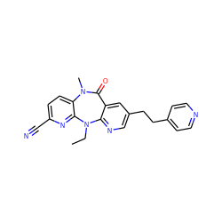 CCN1c2ncc(CCc3ccncc3)cc2C(=O)N(C)c2ccc(C#N)nc21 ZINC000005841340
