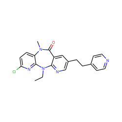 CCN1c2ncc(CCc3ccncc3)cc2C(=O)N(C)c2ccc(Cl)nc21 ZINC000005841371
