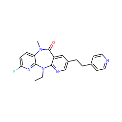 CCN1c2ncc(CCc3ccncc3)cc2C(=O)N(C)c2ccc(F)nc21 ZINC000005841448