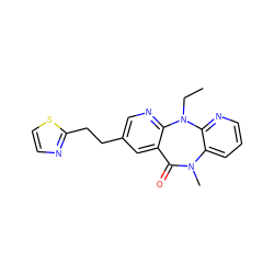 CCN1c2ncc(CCc3nccs3)cc2C(=O)N(C)c2cccnc21 ZINC000005842352