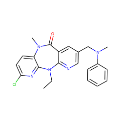 CCN1c2ncc(CN(C)c3ccccc3)cc2C(=O)N(C)c2ccc(Cl)nc21 ZINC000005841378