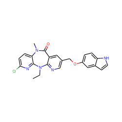 CCN1c2ncc(COc3ccc4[nH]ccc4c3)cc2C(=O)N(C)c2ccc(Cl)nc21 ZINC000013780570