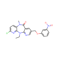 CCN1c2ncc(COc3cccc([N+](=O)[O-])c3)cc2C(=O)N(C)c2ccc(Cl)nc21 ZINC000013780567