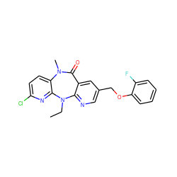 CCN1c2ncc(COc3ccccc3F)cc2C(=O)N(C)c2ccc(Cl)nc21 ZINC000006385143