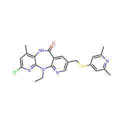CCN1c2ncc(CSc3cc(C)nc(C)c3)cc2C(=O)Nc2c(C)cc(Cl)nc21 ZINC000013589473