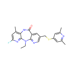 CCN1c2ncc(CSc3cc(C)nc(C)c3)cc2C(=O)Nc2c(C)cc(F)nc21 ZINC000013589474