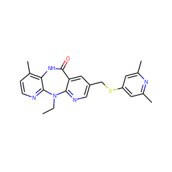 CCN1c2ncc(CSc3cc(C)nc(C)c3)cc2C(=O)Nc2c(C)ccnc21 ZINC000013589475