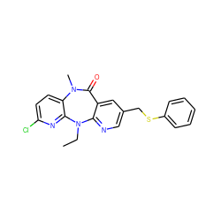 CCN1c2ncc(CSc3ccccc3)cc2C(=O)N(C)c2ccc(Cl)nc21 ZINC000000841494