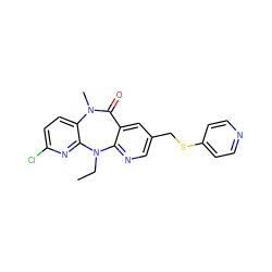 CCN1c2ncc(CSc3ccncc3)cc2C(=O)N(C)c2ccc(Cl)nc21 ZINC000005841436