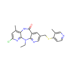 CCN1c2ncc(CSc3ccncc3C)cc2C(=O)Nc2c(C)cc(Cl)nc21 ZINC000013589472