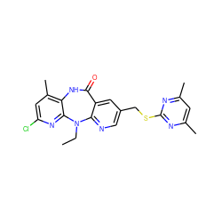CCN1c2ncc(CSc3nc(C)cc(C)n3)cc2C(=O)Nc2c(C)cc(Cl)nc21 ZINC000003611240