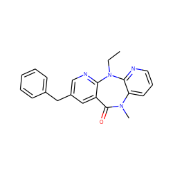 CCN1c2ncc(Cc3ccccc3)cc2C(=O)N(C)c2cccnc21 ZINC000005842379