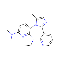 CCN1c2ncccc2-c2ncc(C)n2-c2ccc(N(C)C)nc21 ZINC000029396969