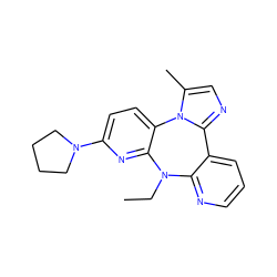 CCN1c2ncccc2-c2ncc(C)n2-c2ccc(N3CCCC3)nc21 ZINC000029468528