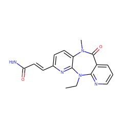 CCN1c2ncccc2C(=O)N(C)c2ccc(/C=C/C(N)=O)nc21 ZINC000005841730