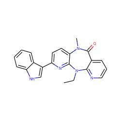 CCN1c2ncccc2C(=O)N(C)c2ccc(-c3c[nH]c4ccccc34)nc21 ZINC000005841821