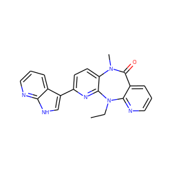 CCN1c2ncccc2C(=O)N(C)c2ccc(-c3c[nH]c4ncccc34)nc21 ZINC000012354058