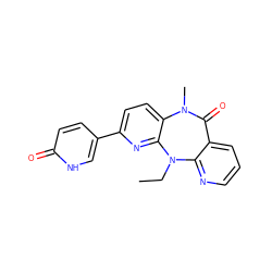 CCN1c2ncccc2C(=O)N(C)c2ccc(-c3ccc(=O)[nH]c3)nc21 ZINC000013744652
