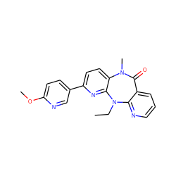 CCN1c2ncccc2C(=O)N(C)c2ccc(-c3ccc(OC)nc3)nc21 ZINC000005841899