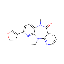 CCN1c2ncccc2C(=O)N(C)c2ccc(-c3ccoc3)nc21 ZINC000005841987