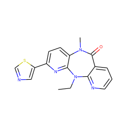 CCN1c2ncccc2C(=O)N(C)c2ccc(-c3cncs3)nc21 ZINC000005842019