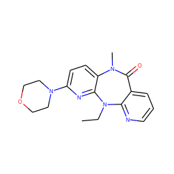 CCN1c2ncccc2C(=O)N(C)c2ccc(N3CCOCC3)nc21 ZINC000006385171