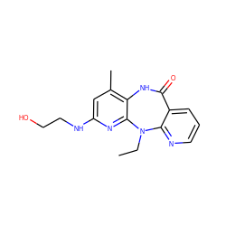 CCN1c2ncccc2C(=O)Nc2c(C)cc(NCCO)nc21 ZINC000006385192