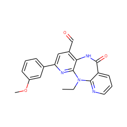 CCN1c2ncccc2C(=O)Nc2c(C=O)cc(-c3cccc(OC)c3)nc21 ZINC000006385194