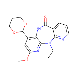 CCN1c2ncccc2C(=O)Nc2c(C3OCCCO3)cc(OC)nc21 ZINC000005842133