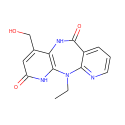 CCN1c2ncccc2C(=O)Nc2c(CO)cc(=O)[nH]c21 ZINC000013744664
