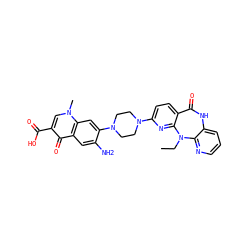 CCN1c2ncccc2NC(=O)c2ccc(N3CCN(c4cc5c(cc4N)c(=O)c(C(=O)O)cn5C)CC3)nc21 ZINC000299830262