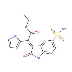 CCNC(=O)/C(=C1/C(=O)Nc2ccc(S(N)(=O)=O)cc21)c1ccc[nH]1 ZINC000014962881