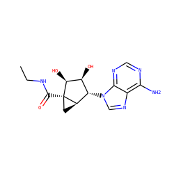 CCNC(=O)[C@@]12C[C@@H]1[C@@H](n1cnc3c(N)ncnc31)[C@H](O)[C@@H]2O ZINC000028761661